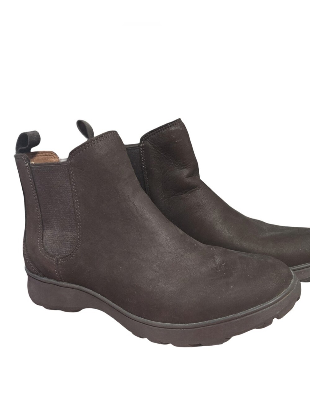Vionic Brown Chelsea Slip-On Ankle Boots Suede Water Resistant Walking Casual